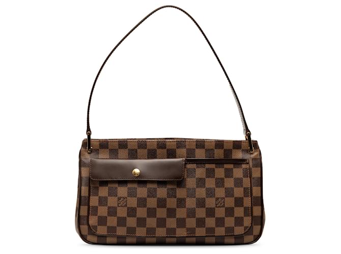 Brown Louis Vuitton Damier Ebene Aubagne Shoulder Bag Cuir Marron  ref.1269625