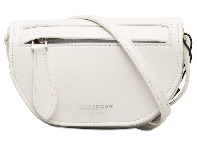 White Burberry Mini Leather Olympia Crossbody Bag  ref.1269636