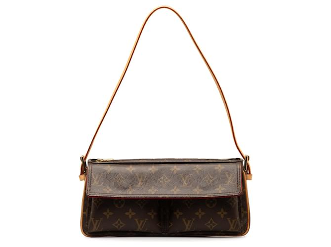 Brown Louis Vuitton Monogram Viva Cite MM Shoulder Bag Leather  ref.1269647