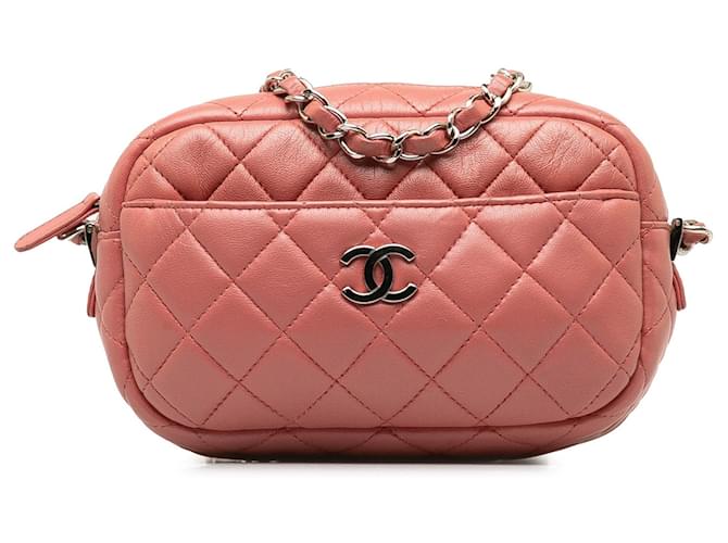 Pink Chanel Mini Lambskin Camera Case Crossbody Bag Leather  ref.1269655