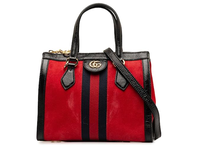 Bolso satchel Ophidia de ante pequeño de Gucci rojo Roja Cuero  ref.1269659