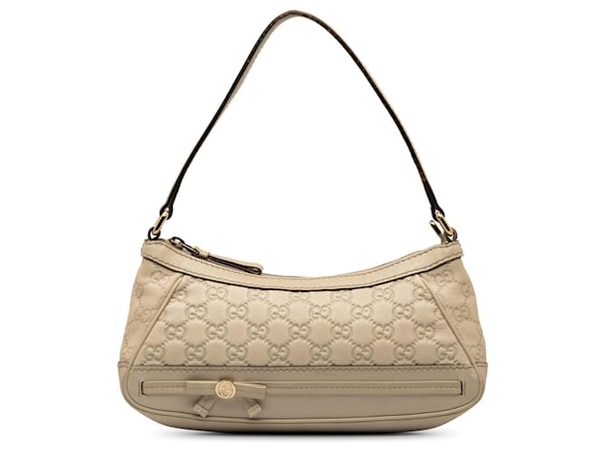 Beige Gucci Guccissima Mayfair Baguette Leather  ref.1269663