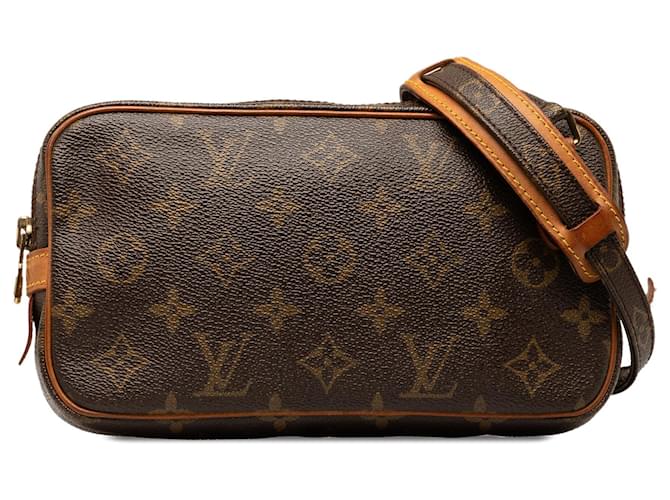 Bolso bandolera Louis Vuitton con monograma Pochette Marly Bandouliere marrón Castaño Lienzo  ref.1269676