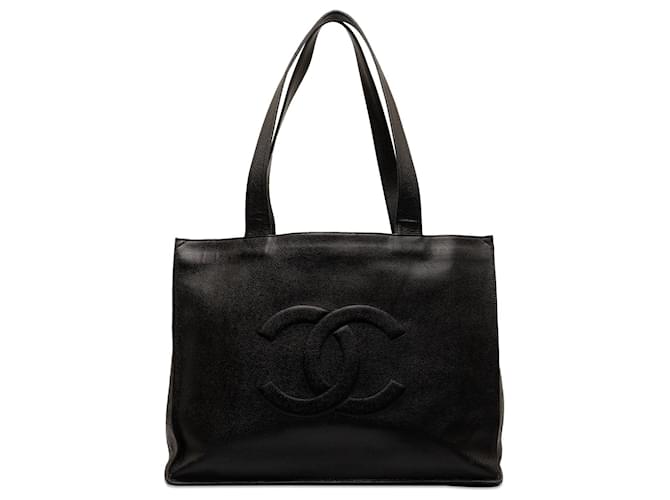 Black Chanel Caviar CC Tote Bag Leather  ref.1269681