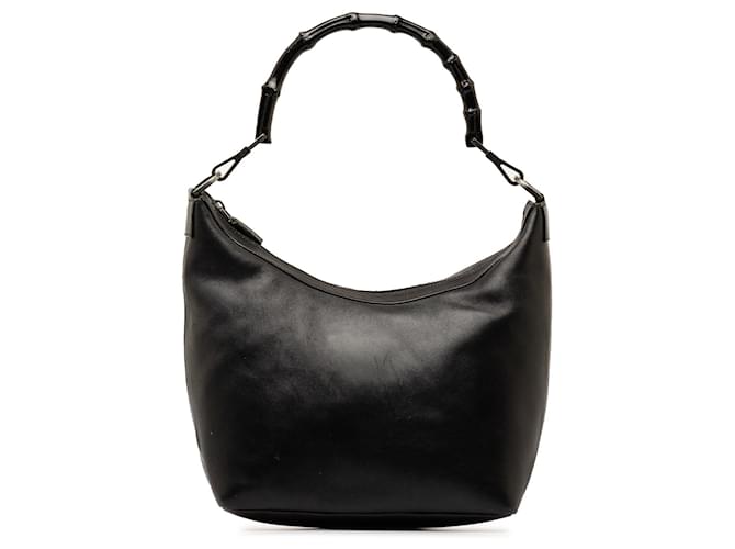 Black Gucci Bamboo Leather Shoulder Bag  ref.1269682