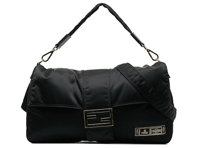 Bolso satchel baguette de nailon negro de Fendi x Porter Lienzo  ref.1269688