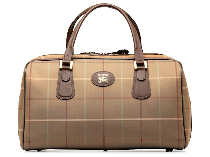 Brown Burberry Vintage Check Boston Bag Leather  ref.1269692