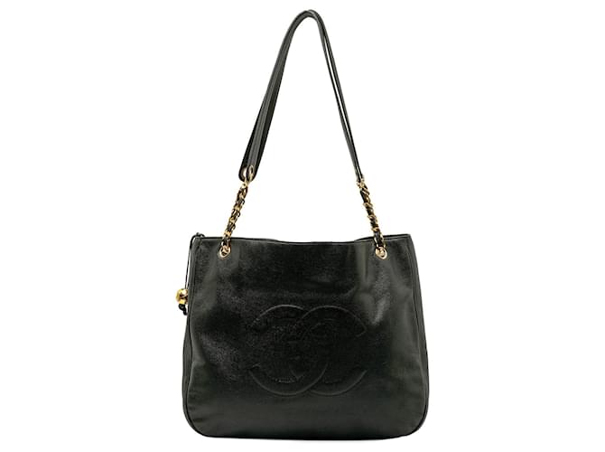 Black Chanel Caviar CC Tote Bag Leather  ref.1269707
