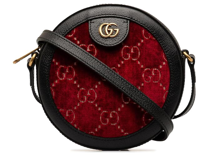 Red Gucci GG Marmont Velvet Round Crossbody Leather  ref.1269727