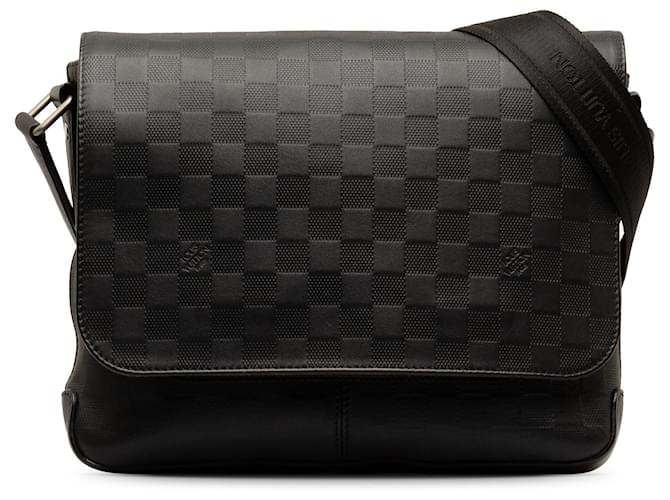 Black Louis Vuitton Damier Infini District PM Crossbody Bag Cuir Noir  ref.1269738