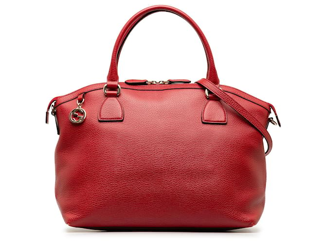 Bolso satchel rojo con cúpula y dije GG convertible de Gucci Roja Cuero  ref.1269767