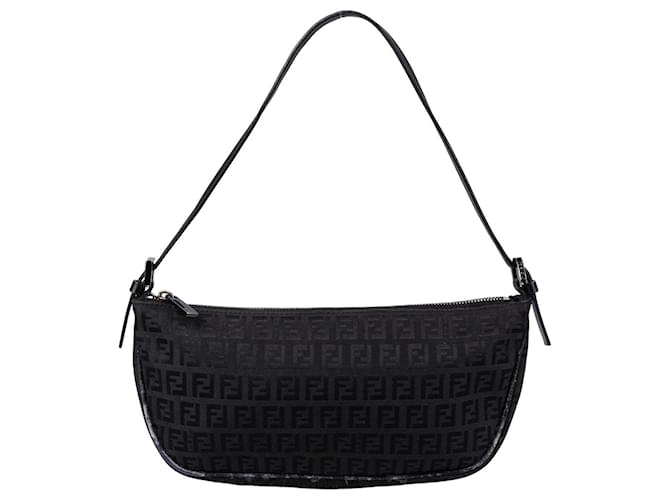 Fendi FF Monogram Zucchini Handbag Black Leather  ref.1269804