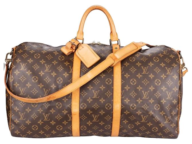 Louis Vuitton Canvas Monogram Keepall Bandouliere 55 Brown Leather  ref.1269815