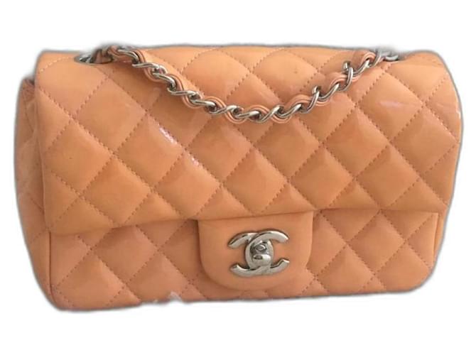Timeless Chanel Mini rechteckig Pink Orange Lackleder  ref.1269841