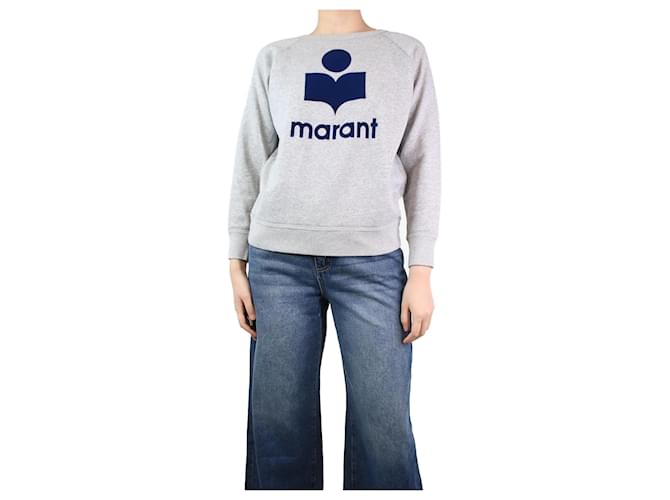 Isabel Marant Etoile Sweat-shirt à logo raglan gris chiné - taille UK 10 Coton  ref.1269887