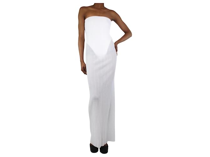 Autre Marque White pleated maxi dress - size UK 8 Polyester  ref.1269894