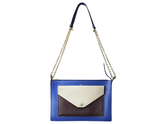 Céline Blue pocket leather cross-body bag  ref.1269905