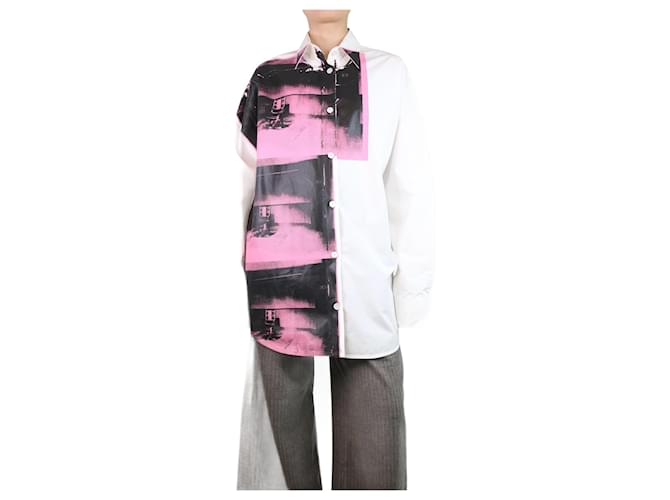 Calvin Klein White photograph print button-up shirt - size S Cotton  ref.1269908