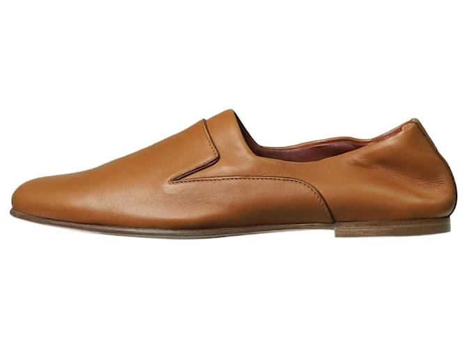 Loro Piana Tan leather flat shoes - size EU 37 Brown  ref.1269909