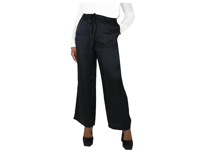 Aspesi Black elasticated satin trousers - size UK 12 Viscose  ref.1269922