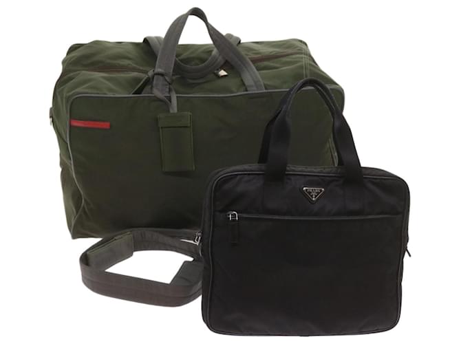 PRADA Shoulder Bag Nylon 2Set Black Khaki Auth 67079  ref.1270055