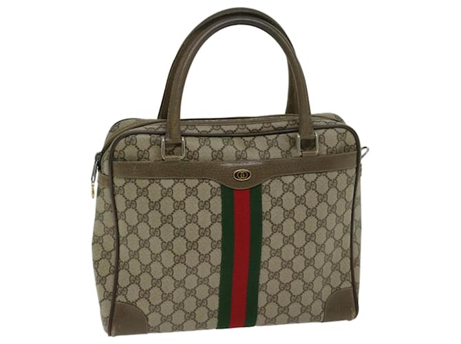 GUCCI GG Canvas Hand Bag PVC Beige Green Red Auth 66323  ref.1270093