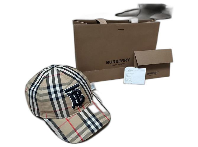 Burberry Beanie Mütze Beige Baumwolle Größe M