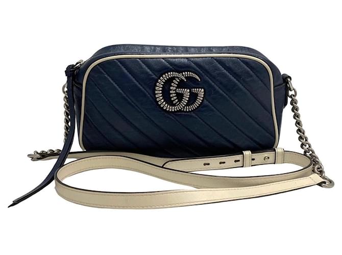 Gucci GG Marmont Navy blue Leather  ref.1270307