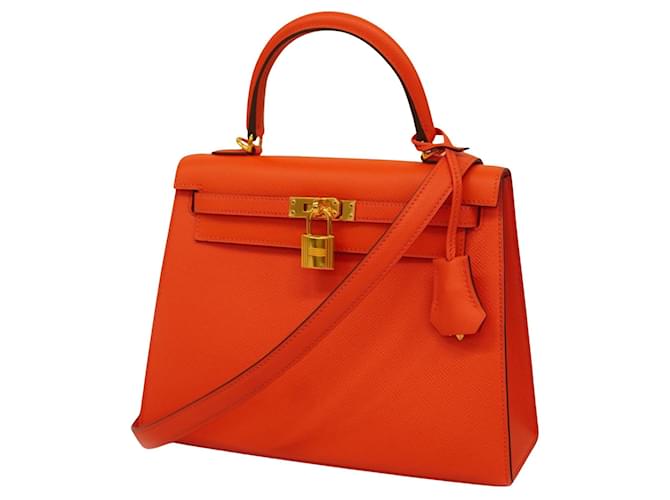 Hermès Hermes Kelly Orange Leder  ref.1270576