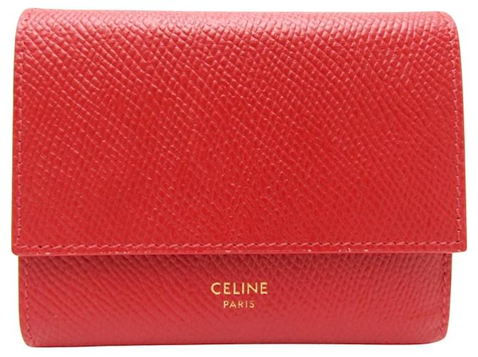 Céline Portefeuille Veau Red Leather  ref.1270597