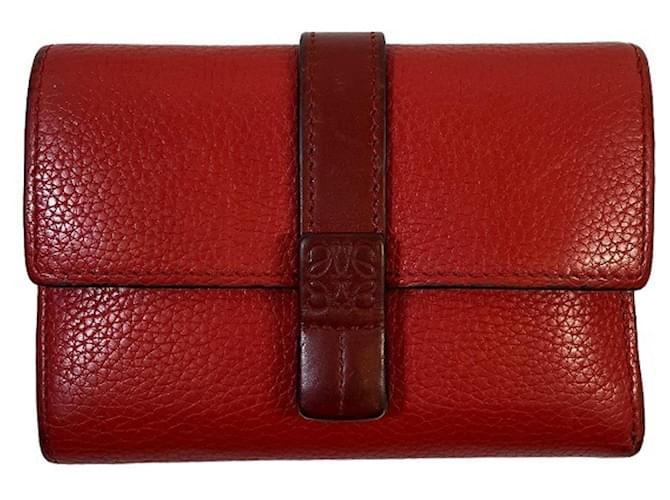 Loewe Kleine vertikale Brieftasche Rot Leder  ref.1271011