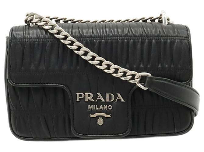 Prada Nappa gauffré Black Leather  ref.1271175