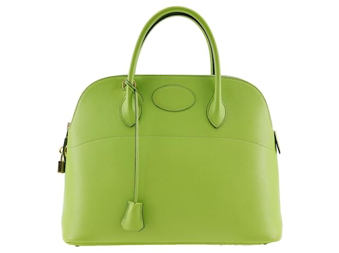 Hermès Bolide Green Leather  ref.1271203