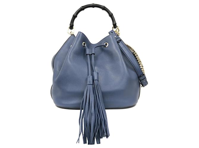 Gucci Bamboo Blue Leather  ref.1271394