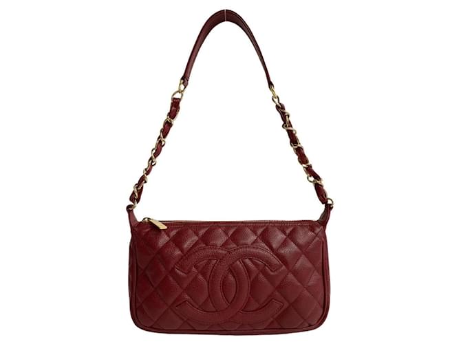 Chanel Matelassé Dark red Leather  ref.1271554