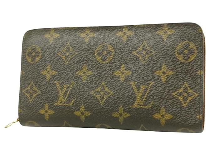 Louis Vuitton Porte monnaie Zippy Brown Cloth  ref.1272188