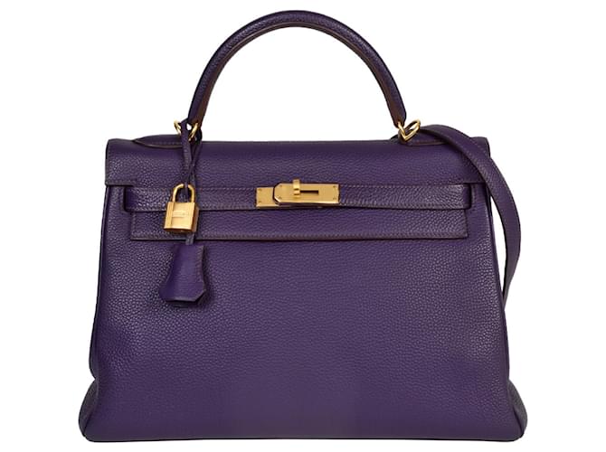 Hermès Kelly 32 Purple Leather  ref.1272518