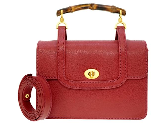 Gucci Bamboo Red Leather  ref.1272602