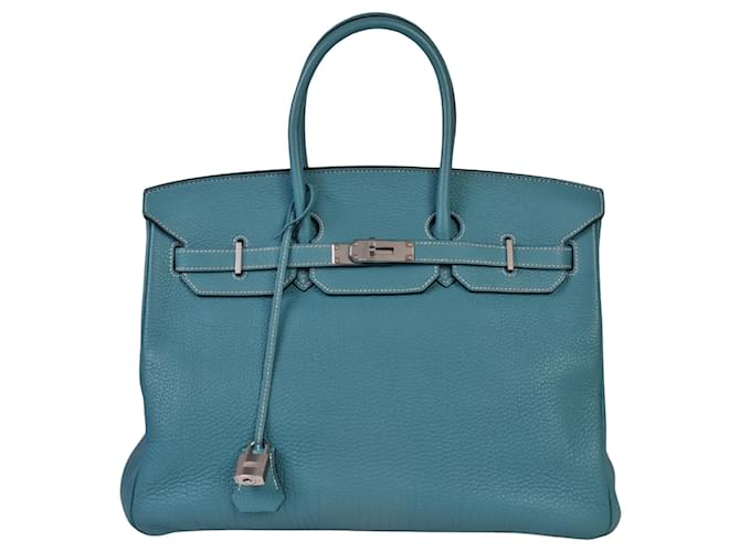 Hermès Birkin 35 Blue Leather  ref.1272621