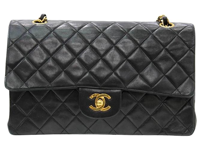 Chanel Double flap Black Leather  ref.1273252