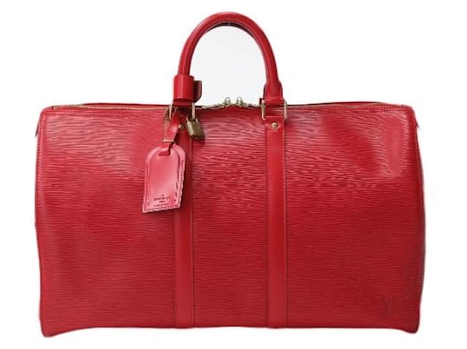 Louis Vuitton Keepall 45 Red Leather  ref.1273294