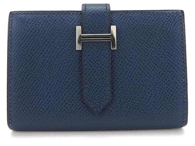 Hermès Béarn Blue Leather  ref.1273300
