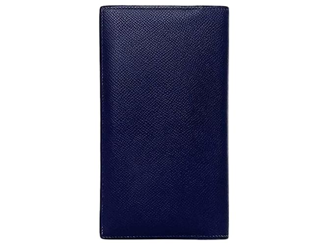 Hermès Béarn Navy blue Leather  ref.1273364