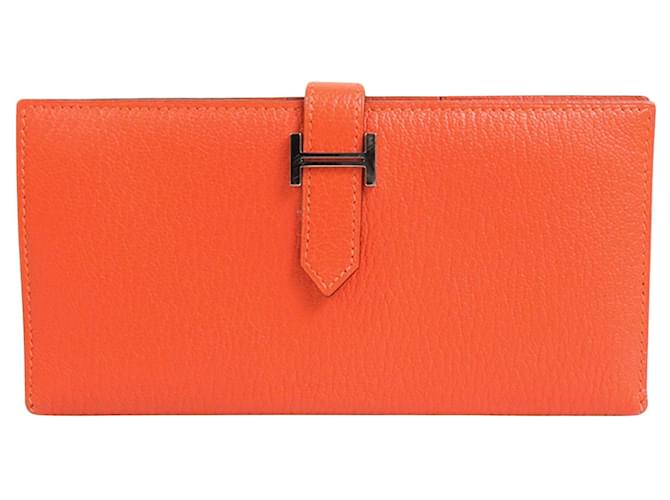 Hermès Béarn Orange Leather  ref.1273407