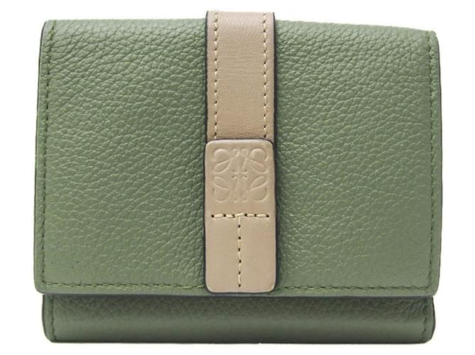 Loewe Trifold Green Leather  ref.1273490