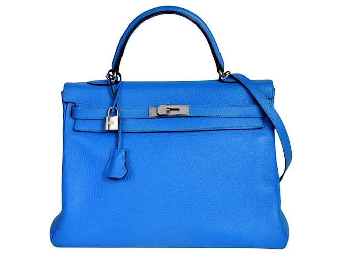 Hermès Kelly 35 Blue Leather  ref.1273610