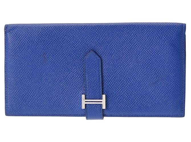 Hermès Béarn Blue Leather  ref.1273671