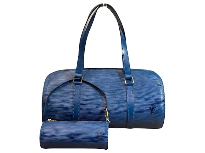 Louis Vuitton Soufflot Azul Couro  ref.1273690