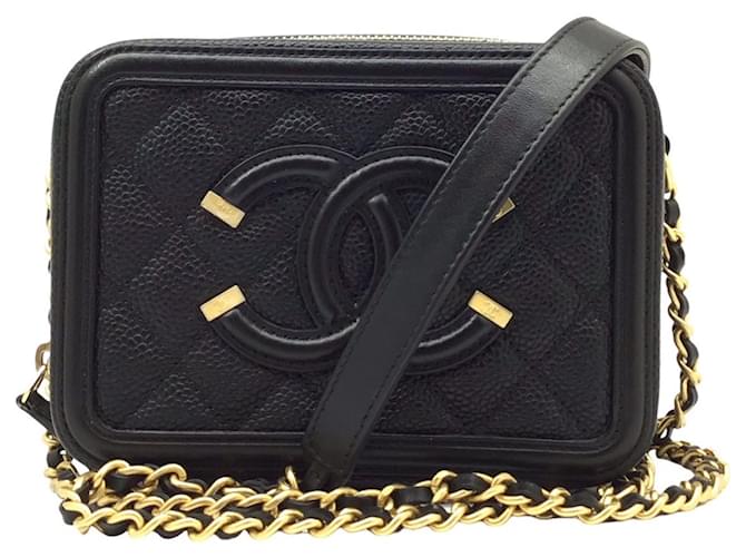 Chanel CC Filigree Black Leather  ref.1274244