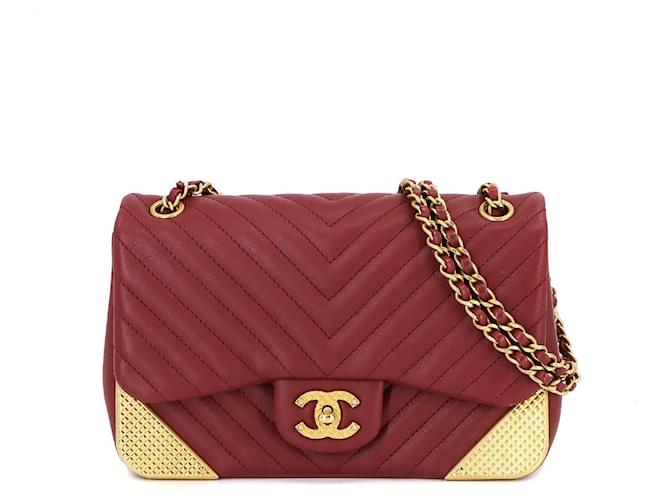 Chanel chevron Dark red Leather  ref.1274535